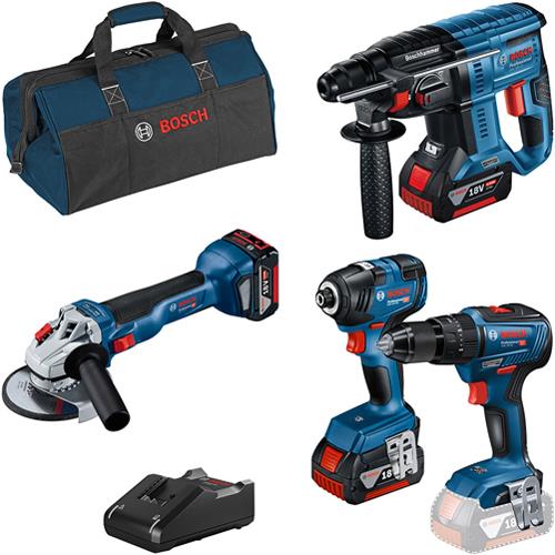 Bosch 18V Kit: GSB18V-55, GBH18V-21, GDR18V-200, GWS18V-10, 3x 4Ah