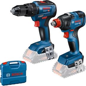 Bosch GSB18V-55 Combi Drill &amp; GDX18V-200 Impact Gun (Bodies, L-Case)