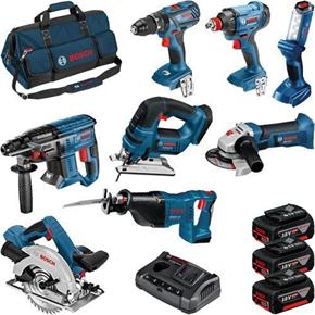 Bosch 0615990k9g 8 Piece Dynamic Series 18v Tool Kit 3x 4ah