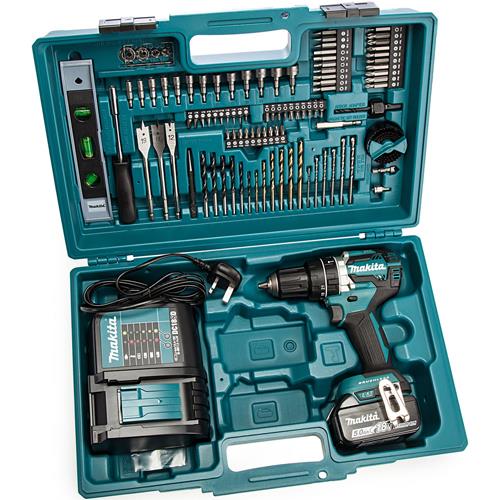 Makita DHP484STX5 LXT 18V Combi Drill Kit 1x 5Ah 101pc Bit Set