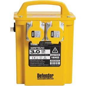 Defender 3kVA Transformer (2x 110V 16A) With Plug