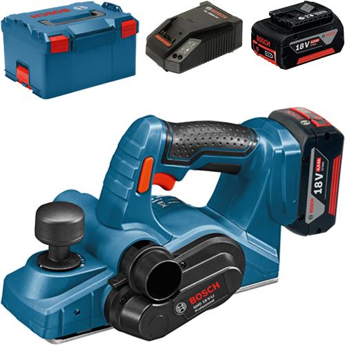 Bosch GHO 18V Li 18V Planer 2x 5Ah Batteries in L Boxx