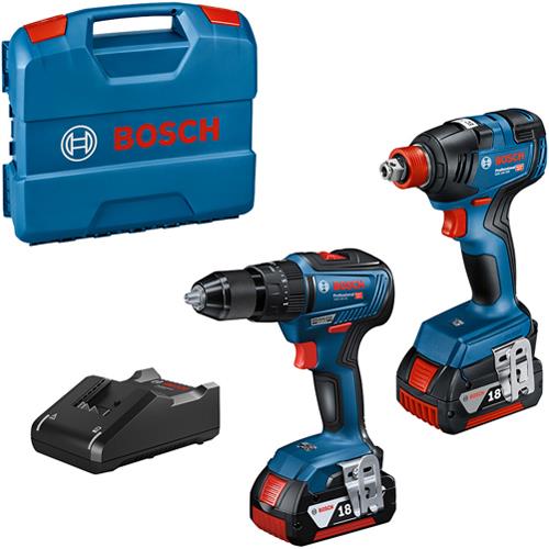 Bosch 18V GSB18V-55 Combi Drill & GDX18V-200 Impact Gun Twin Pack 5Ah