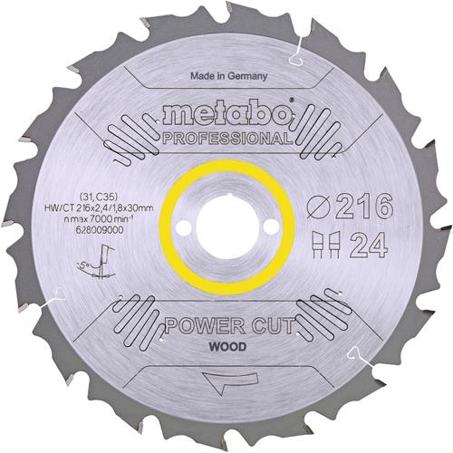 Metabo Power-cut Wood Mitre Saw Blade 216mm x 30mm x 24T