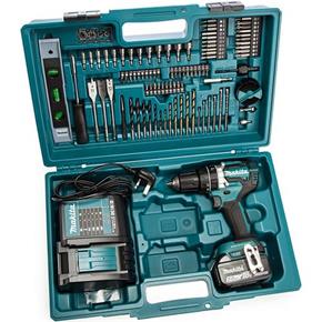 Makita DHP484 18V Combi Drill Kit (1x 5Ah, 101pc Bit Set)