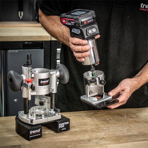 Trend T18S R14K1 18V 1 4 Router with Plunge Trim Bases 1x 4Ah